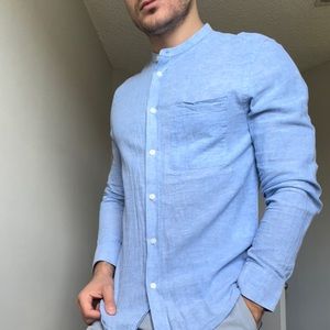 HM man Coastal blue linen shirt